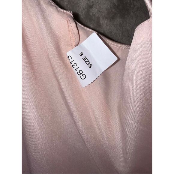 Amsale Chloe Rose-Quartz Spaghetti Strap Maxi Gown with Slit Sz 8 - Picture 5 of 8